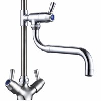 Mini Robinet de Pré-évier à Poser sur Plan, en Laiton Sans Plomb, avec Bec Télescopique Pivotant de 18'' et Douchette Extractible, Robinet de Cuisine Gain de Place