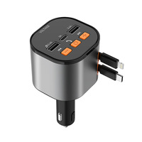 Chargeur de voiture multifonctionnel Pd Lecteur MP3 sans fil Appel sans perte Qc3.0 Charge rapide Câble rétractable Chargeur de voiture