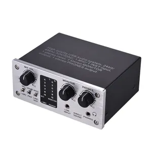 Professional 2-Channel USB Audio System Interface External Sound Card with +48V phantom power DC 5V Power Supply