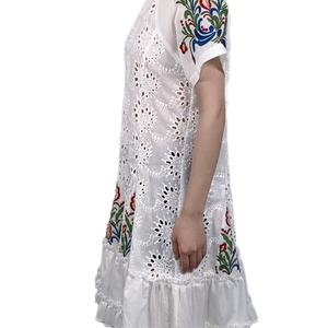 Robe Bohème Gothique Brodé de Fleurs, Robe de Soirée Décontractée Ucraine & Ghana, Robes Amples en Lin à Manches Longues pour Femmes - Product Image 2