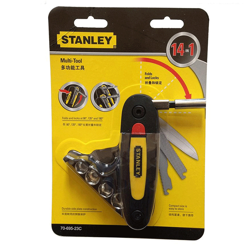 Портативный комбинированный инструмент Stanley, 14 функциональных стальных инструментов в 1, 6 головок отвертки, 4 Рукава, пилка и открывалка для бутылок
