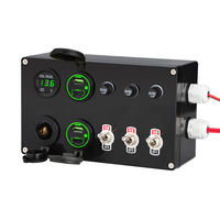 Boîtier de distribution d'alimentation pour camping, mini 12V 24V, en ABS, 2 ports USB + 2 ports Type C, 3 interrupteurs à bascule, affichage de la tension, Nouveau
