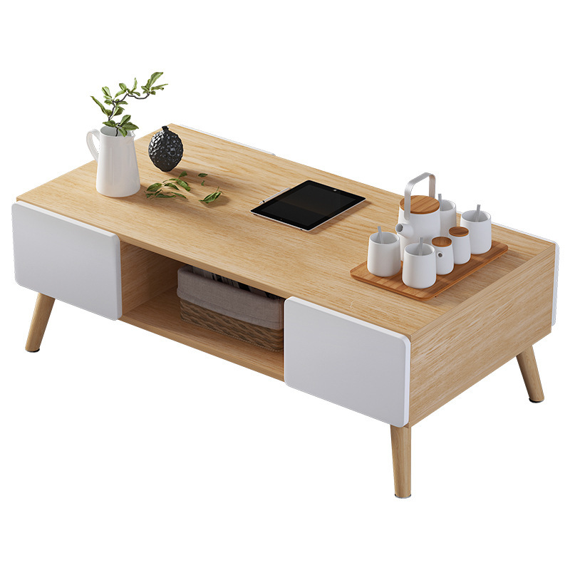 Space-Saving Modern Wooden Coffee Table with Drawer – Adjustable Tea Table for Living Room, Apartment & Small Home