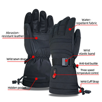 Gants de ski d'hiver en polyester durables, très tendance, imperméables, coupe-vent, antidérapants, compatibles écran tactile, avec sangle de poignet réglable