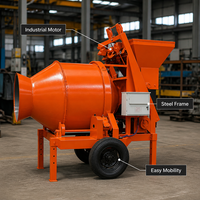 Bétonnière portable JZC350/JZC400 pour la construction de routes et de ponts, moteur haute efficacité 5,5 kW, productivité 14 m³/h