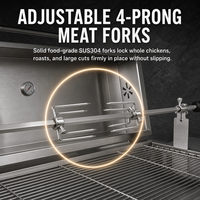 Barbecue au charbon de bois double face avec moteur inclus et table latérale pour utilisation en extérieur