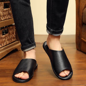 Sandales compensées unisexes en cuir de vachette véritable avec doublure en flanelle, haut de gamme, luxueuses, imperméables, antidérapantes et respirantes - Product Image 3