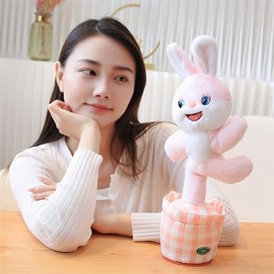 Nuevo Juguete de Peluche de Conejo Cantante y Bailarín 2023, Juguete de Peluche de Vaca Rosa que Habla, Gira y Repite, Muñeca de Peluche de Cactus Rosa - Product Image 4