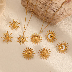 Conjunto de Joyería Sol de Acero Inoxidable para Mujer: Collar, Pendientes y Pulsera con Diseño de Sol para Fiesta - Product Image 2