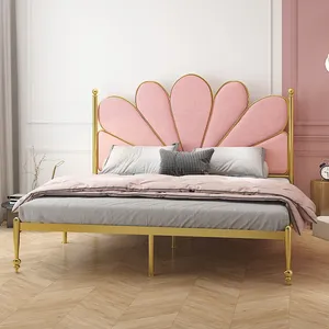 Chica de moda muebles de la sala de oro Marco de hierro patrón es la cabeza de una cama de metal cama de hotel