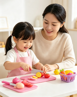 Ensemble de cuisine pour enfants avec fruits et légumes à découper, planche à découper, couteau de sécurité pour enfant, panier de rangement, jeu de rôle, cadeau