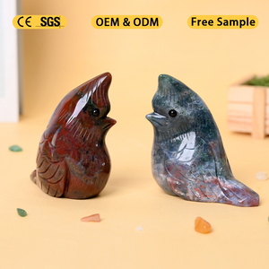 Vente en gros de sculptures et de gravures en pierre de guérison en cristal naturel, oiseau en jaspe océanique pour la décoration - Product Image 6