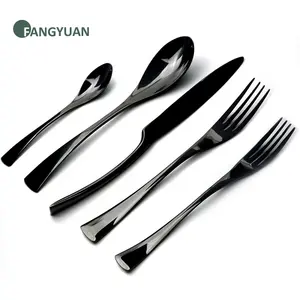 FANGYUAN Kaya royal high quality wedding hammered stainless steel mirror black modern flatwar cutlery sets in bulk