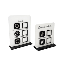 Samtao Personnaliser Table Acrylique ou Bois Facebook Ins Plaque Or Qr Code Beauté Signe Business Social Media Sign Avec Support