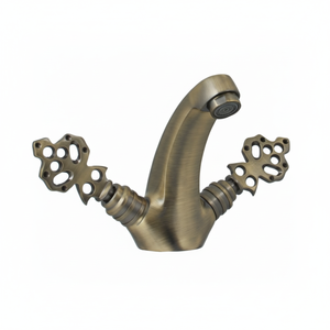 Robinet mural double poignée de style ottoman, écologique, en acier jaune antique pour villa et atelier - Product Image 1