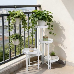 Soporte Plegable de Metal para Plantas, con 5 Macetas, Redondo, para Interiores, Exteriores y Balcones - Product Image 4
