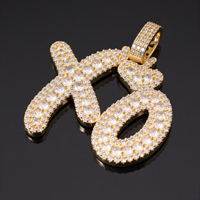 2025 nueva llegada XO colgante 5A circón letra colgante Hip Hop racimo abrazos besos XO encanto collar rapero joyería