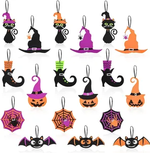 18 piezas de adornos colgantes de fieltro de Halloween, decoración colgante de puerta de fieltro de feliz Halloween para decoración de fiesta de Halloween - Product Image 1