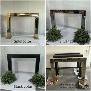 Vàng Mịn Kim Loại Thép Không Gỉ Hình Vuông Hoa Hiển Thị Bình Đứng Cho Đám Cưới Bảng Trang Trí Trung Tâm Thanh Lịch - Product Image 3