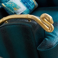 Meubles de salon italiens de luxe, fauteuil individuel, accoudoir en forme de serpent, pieds en bois de cuivre pur, ensemble en velours, contemporain pour la maison