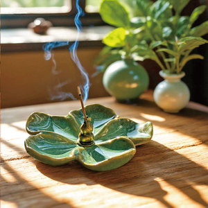 Bruciatore di Incenso in Ceramica Floreale Stile Cinese Retrò, Ecologico con Funzione Anti-Odore per Legno di Sandalo - Product Image 3