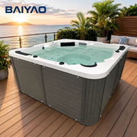 Bain à remous familial moderne, rectangulaire, en acrylique, portable, pour extérieur, bain à remous autoportant, chauffage à température constante