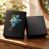 Boîte cadeau rigide personnalisée avec couvercle et base pour flacon de parfum, estampage à chaud holographique, emballage cosmétique de luxe