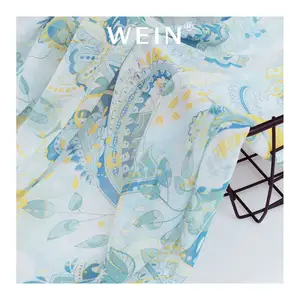 WI-A05 Excellent quality woven 50D pearl chiffon georgette fabric paisley ethnic printing tela for dress