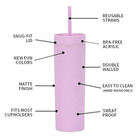 Vente en gros, gobelet à eau droit multicolore, Logo personnalisé, 16oz, gobelet moulant réutilisable, gobelets en plastique mat avec couvercle