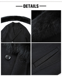 Nuovo <span class=keywords><strong>Cappotto</strong></span> Invernale di Lusso con Collo Staccabile in Pelliccia di Volpe, <span class=keywords><strong>Cappotto</strong></span> in Lana e <span class=keywords><strong>Cashmere</strong></span> per <span class=keywords><strong>Uomo</strong></span> - Product Image 4