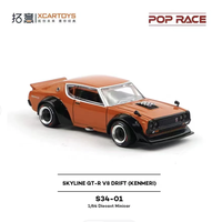 Modèle de voiture miniature en métal Tuoyi POPRACE 1/64 Nissan SKYLINE GT-R V8 Drift Second Generation