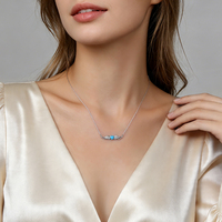 Collier en argent sterling 925 avec pendentif en forme d'aile d'ange et de cœur en turquoise bleu, bijoux Moyu
