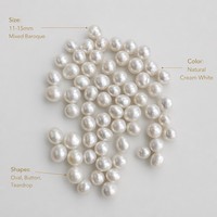 Perles de culture d'eau douce baroques naturelles blanches à l'éclat brillant, ovales bouton, 11-15 mm, pour la fabrication de bijoux