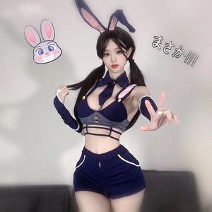Costume d'Inspecteur Lapin Bleu Marine en Polyester pour Femme – Tenue de Jeu d'Été 2024 – Ensemble de Jeu de Rôle - Product Image 2
