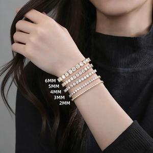 กำไลเทนนิสเพชรโมอิสซาไนต์ VVS ขนาด 2 มม.-6 มม. แฟชั่นหรูหราสำหรับผู้หญิงและผู้ชาย ทองคำ 925 เงินสเตอร์ลิง เครื่องประดับโมอิสซาไนต์เพาะเลี้ยงในห้องปฏิบัติการ - Product Image 2