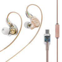 Headphone In-Ear Berkabel Tipe-C 3.5mm dengan Mikrofon, Kontrol Kabel, Desain Gantung di Telinga, Kabel 1.2m, Suara Hi-Fi, Bass Berat, Ujung Telinga Silikon Gel