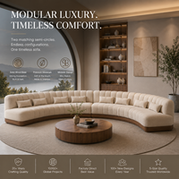 Canapé modulable incurvé de luxe moderne capitonné pour salon, canapé chaise longue personnalisable en taille et matériau, idéal appartement et hôtel, en velours