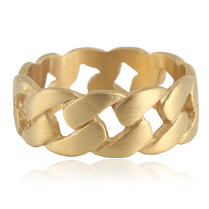 European Style <b>Titanium</b> Steel Frosted Chain <b>Ring</b> Women's Geometric Hollow Fashion <b>Ring</b> 21064 - Product Image 2