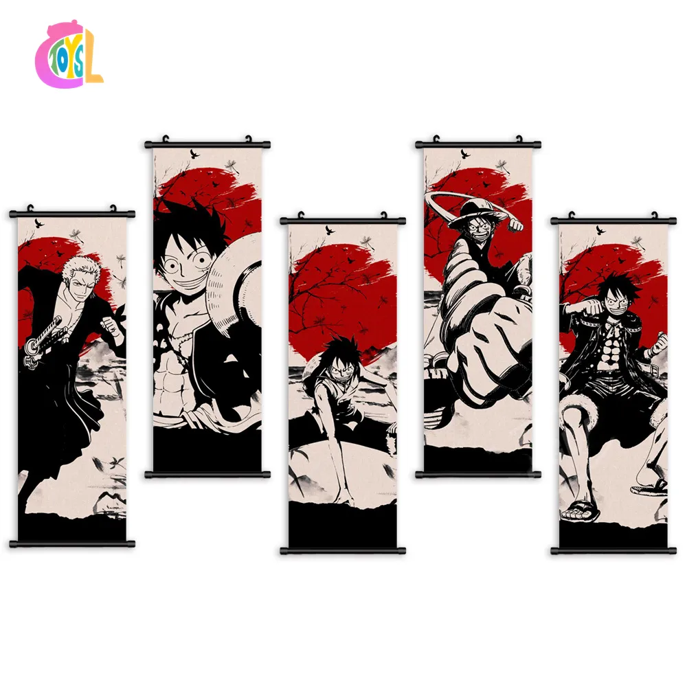 Hangable duvar sanatı japon animesi karakterler Luffy Zoro Robin Decorative dekoratif boyama Anime bir adet kaydırma Poster