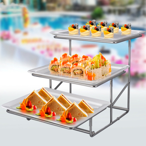 Alzata <span class=keywords><strong>per</strong></span> Torta Nuziale a 3 Piani in Acciaio Inox Riutilizzabile con Design Moderno <span class=keywords><strong>per</strong></span> Esposizione Alimenti e Catering Buffet - Product Image 3