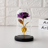 Fleur éternelle sous cloche en verre, rose dorée, cadeau pour la fête des mères, la Saint-Valentin, Noël, décoration créative