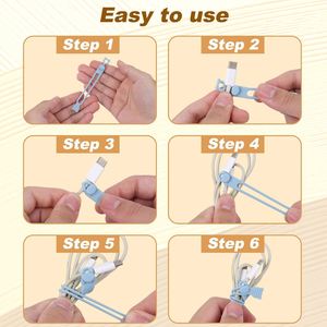 Silicone Cable Organizer Self-Locking Cord <b>Wrap</b>, Reusable Wire Ties for Charging Cables, Earphones, Power Cords, Home & Office - Product Image 5
