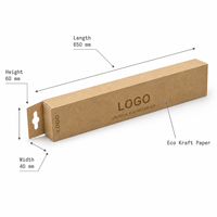 Custom Logo Eco-Friendly Kraft Paper Packaging Box Long Narrow Self Erecting Cardboard Box with Hanging Tab for MOQ