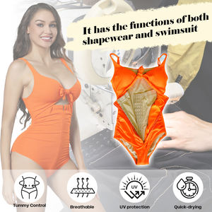 Fábrica Personalizada Mulheres Cor Sólida Triângulo <span class=keywords><strong>One-piece</strong></span> <span class=keywords><strong>Swimsuit</strong></span> Firm Tummy Control Shapewear Biquíni Swimwear - Product Image 4
