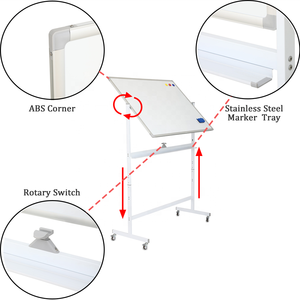 Marco magnético de acero y aluminio, pizarra blanca de borrado en seco, soporte para oficina escolar, marcador de aceite, pizarra blanca de escritura móvil para enseñanza escolar - Product Image 3