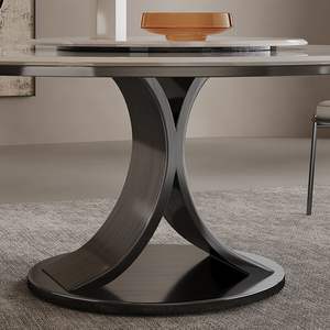 Mesa de comedor redonda moderna con tapa giratoria para sala de estar y uso en apartamentos - Product Image 1