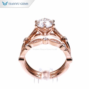 Tianyu อัญมณี7.3มม. กลมยุโรปเก่าตัด10K 14K 18K ชุดแหวนทองกุหลาบแข็งสำหรับผู้หญิงงานหมั้น - Product Image 3