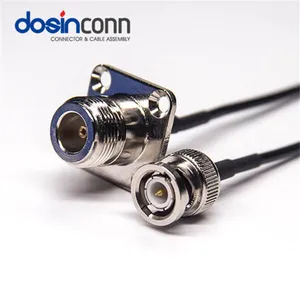 4 lubang flens N Jack betina ke BNC kabel ulir kabel Pigtail dengan RG316 RG174 kabel koaksial RF 50ohm