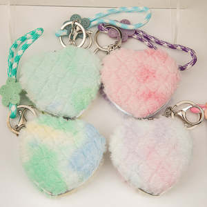 Heart Shape Plush <b>Compact</b> <b>Mirror</b> With Keychain Double Sided Folding Makeup <b>Mirror</b> Cute Portable Pocket <b>Mirror</b> - Product Image 5