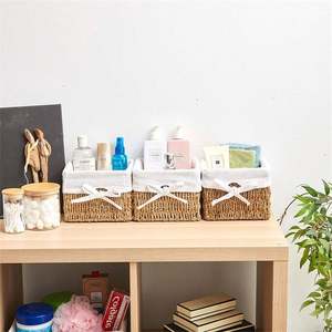 Keten çanta ile giyinik çamaşır sepeti ekmek kutusu silikon katlanabilir yuvarlak sepetleri Rattan tepsi kök bölünmüş çamaşır Set - Product Image 2